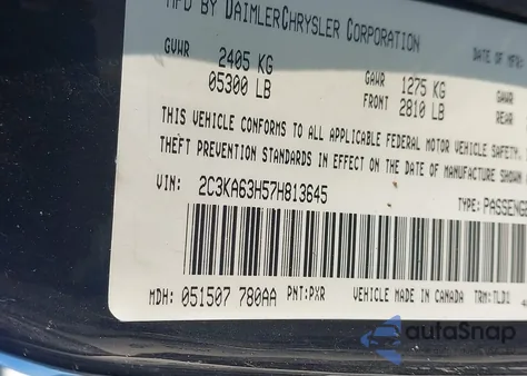 2007 Chrysler 300C from USA, damaged, VIN 2C3KA63H57H813645